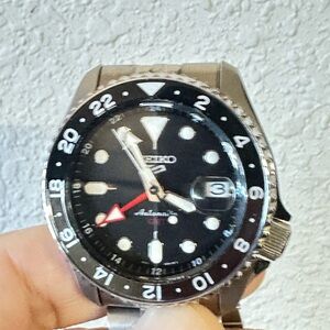 Seiko Black and Silver GMT Watch